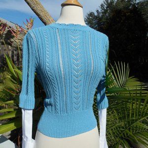 NWT Veronica Beard Blue Crochet Sweater  XS